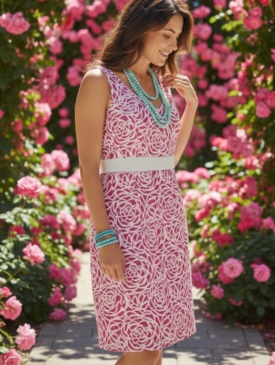 Maggy London Dresses & Skirts - Maggie London Pink/Off-white Floral Sheath Dress Women's Size 8 Colorful Classic